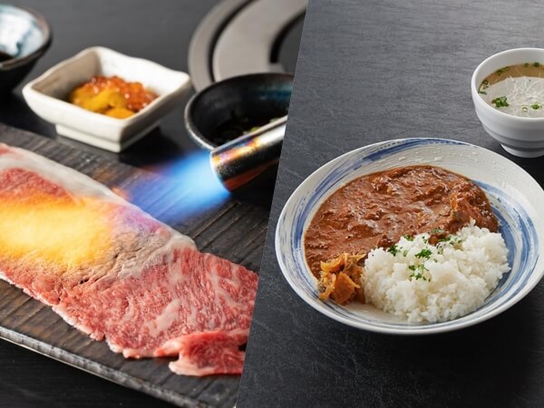 炙りサーロインユッケ、うし和カレー